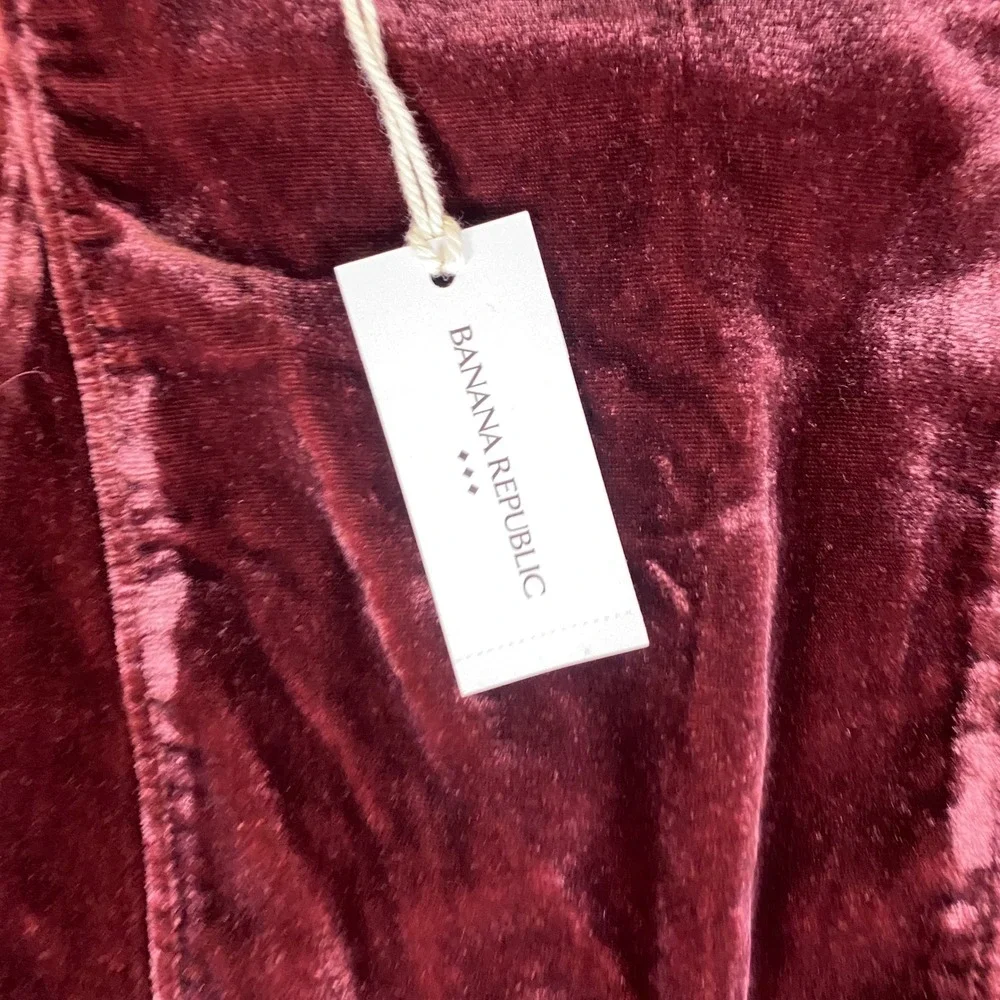 Banana Republic Velvet Mini Skirt Women's Size 14 Burgundy Red Fit Flare New NWT